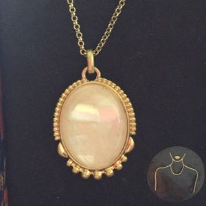 NIB Lucky Brand White Stone/ Goldtone Necklace